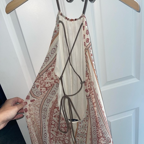 BAILEY 44 Toubakal Chiffon Halter Floral High Low Bohemian Cream Brown Leather M - Picture 9 of 12